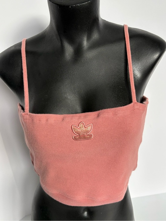 adidas Tops - adidas Rose Pink Ribbed Crop Cami with Trefoil Patch